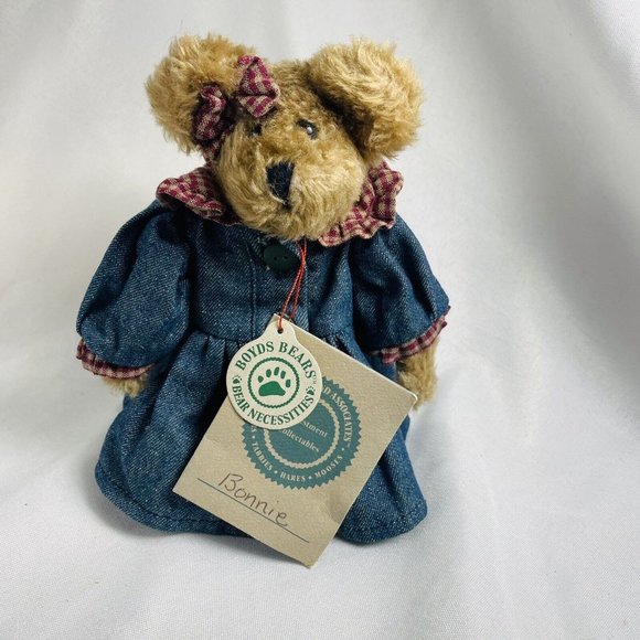 Bonnie Boyds Bears Jointed JB Bean Denim Dress Collection Vintage Plush Retired - Picture 2 of 9
